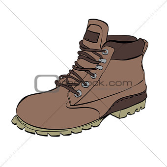Boots for men Hiking on a white isolated background