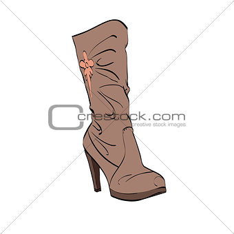 Leather womens boots high heel