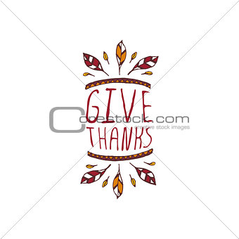 Thanksgiving label with text on white background