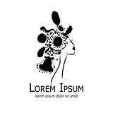 Floral female portrait, logo for your design