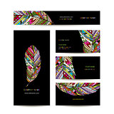 Business cards with colorful feather for your design