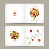 Greeting card design with fruit tree