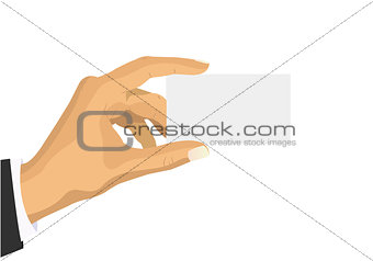 Man holding a blank card in his hand mockup