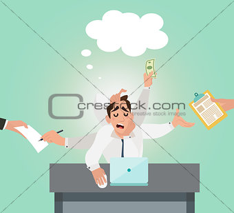 Businessman with multitasking and multi skill vector