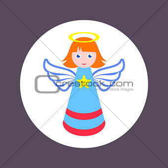 Colorful christmas simple vector angel icon