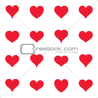 Various simple red vector heart icons