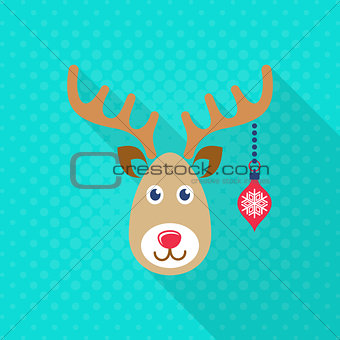 Vector reindeer face christmas flat icon