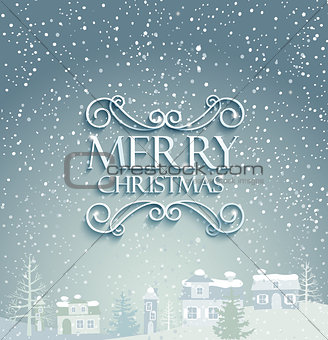 Merry Christmas with winter background.