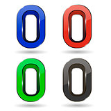 Set of Colored Icons. Letter o