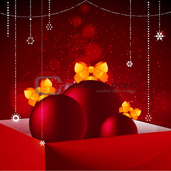 Gift box baubles and Christmas decorations background