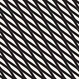 Vector Seamless Black and White Diagonal Wavy Shapes Pattern