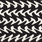 Hand Drawn Vertical ZigZag Lines. Vector Seamless Black and White Pattern.