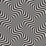 Wavy Lines Optical Illusion. Vector Seamless Black and White Pattern.
