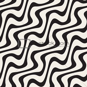Wavy Lines Hand Drawn Pattern. Abstract Freehand Background Design