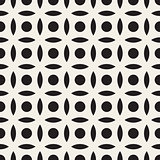 Vector Seamless Black And White Simple Circle Arc Square Pattern