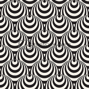 Vector Seamless Black And White Concentric Circles Optical Illusion Pattern