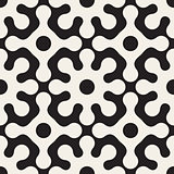 Vector Seamless Black And White Rounded Floral Pattern