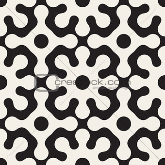 Vector Seamless Black And White Rounded Floral Pattern