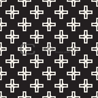 Vector Seamless Black And White Simple Cross Square Pattern