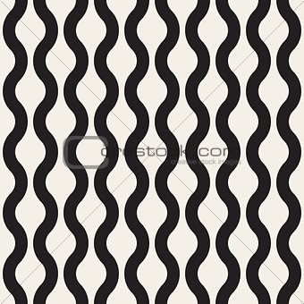 Vector Seamless Black And White Wavy Lines Pattern