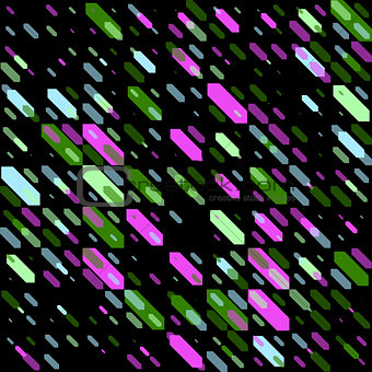Raster Seamless Parallel Geometric Diagonal Shape in Neon Green And Pink Colors on Black Background