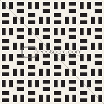 Vector Seamless  Black and White Rectangle Square Grid Simple Geometric Pattern