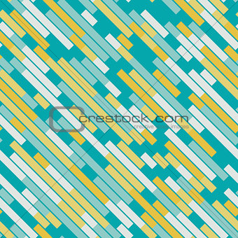 Vector Seamless Parallel Geometric Rectangle Diagonal Lines Pattern In Teal and Yellow