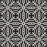 Vector Seamless Black and White Geometric Ethnic Circle Line Ornament Pattern