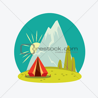 Natural landscape - tent and mountain.