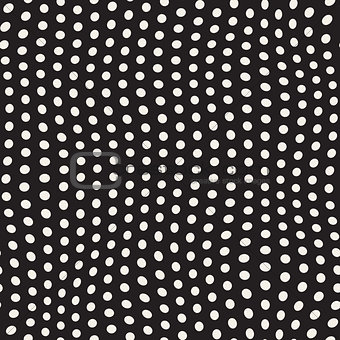 Vector Seamless Black And White Irregular Polka Dots Distorted Pattern