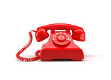 Old style phone with contact us words. 3D rendering.
