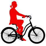 Silhouette of a cyclist girl. vector illustration