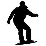 Black silhouettes snowboarders on white background. Vector illu