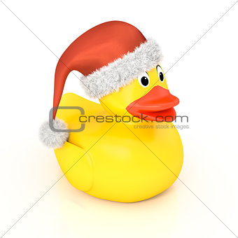 yellow rubber ducky with a christmas hat