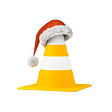 traffic cone the a christmas hat