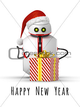 christmas robot with a gift