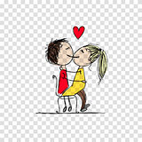 Couple in love kissing, valentine sketch for your design