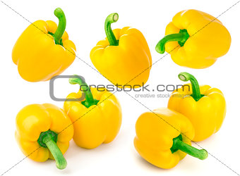 Yellow pepper isolated on white background. With clipping path