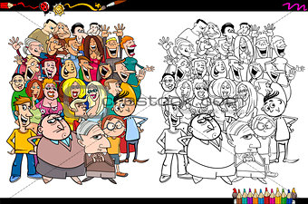 people in crowd coloring page