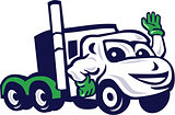Semi Truck Rig Waving Cartoon