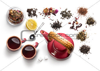 tea accessories on a white background