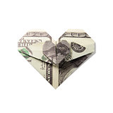 origami heart of banknotes