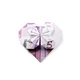 origami heart of banknotes