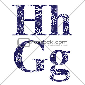 Uppercase and lowercase letters H and G