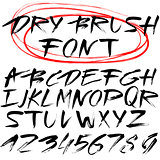 Hand drawn font. Brush stroke alphabet. Grunge style