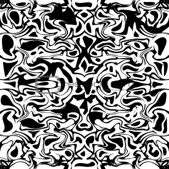 Art abstract irregular web marble print template in black and white. Seamless pattern. Vector.