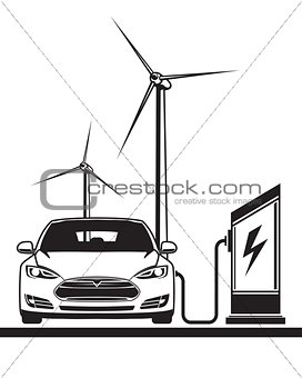 electric car, filling station