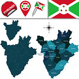 Map of Burundi with Named Provinces