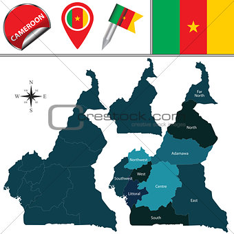 Map of Cameroon with Named Regions