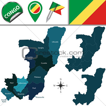 Map of Congo with Named Departments